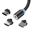 3 in 1 Nylon Braided Magnetic Data Cable - CASE U
