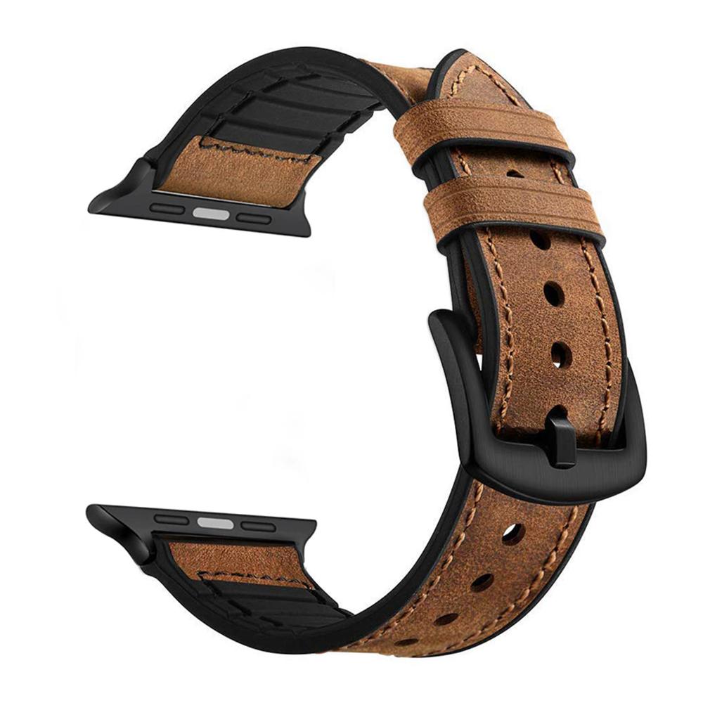 Rubber Hybrid Leather Strap for iWatch (Series 5/4) - CASE U